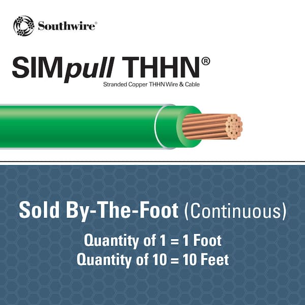 (By-the-Foot) 6 Green Stranded CU SIMpull THHN Wire