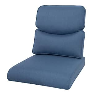 23 in. x 25 in. Crescent Moon Series 2-Piece Deep Seating Outdoor Lounge Chair Blue Cushion