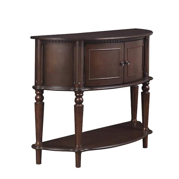 Coaster Entry 38 in. Brown Standard Half Moon Wood Console Table with Drawers