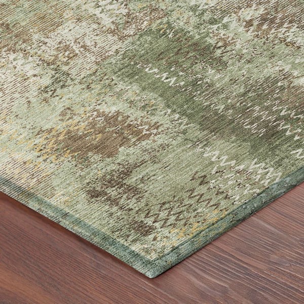 Chantille Machine Washable Indoor/Outdoor Abstract ACN2790 Olive 5 ft. x 7 ft. 6 in. Area Rug