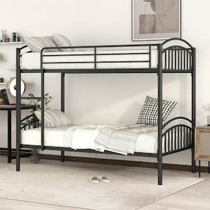 Twin over Twin Metal Bunk Bed, Divided into Two Beds, Black