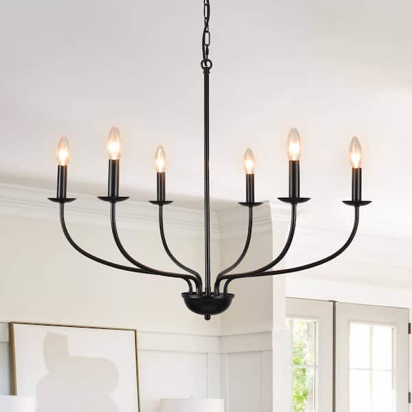 LWYTJO 6-Light Black Vintage Candle Chandelier Light for Dining Room Bedroom Kitchen