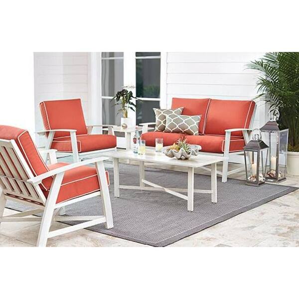 Unbranded St. Augustine 5-Piece Aluminum Patio Chat Set with Coral Cushions