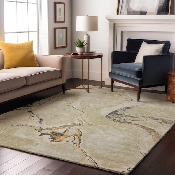 Mayfield Premium Machine Washable Abstract AMF1005 Ivory 3 ft. x 5 ft. Area Rug