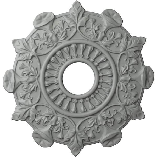Ekena Millwork 17-1/2" x 4" I.D. x 1" Preston Urethane Ceiling Medallion (Fits Canopies upto 4"), Primed White