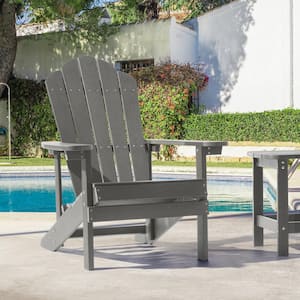 Charcoal Gray HIPS Plastic Weather Resistant Adirondack Chair for Outdoors (1-Pack)