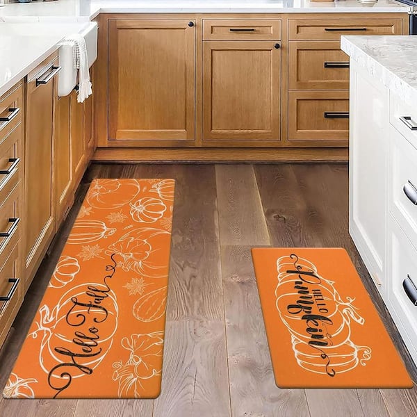 2 Piece Kitchen Mats Set, 17 in. x 28 in. to 17 in. x 47 in., Orange