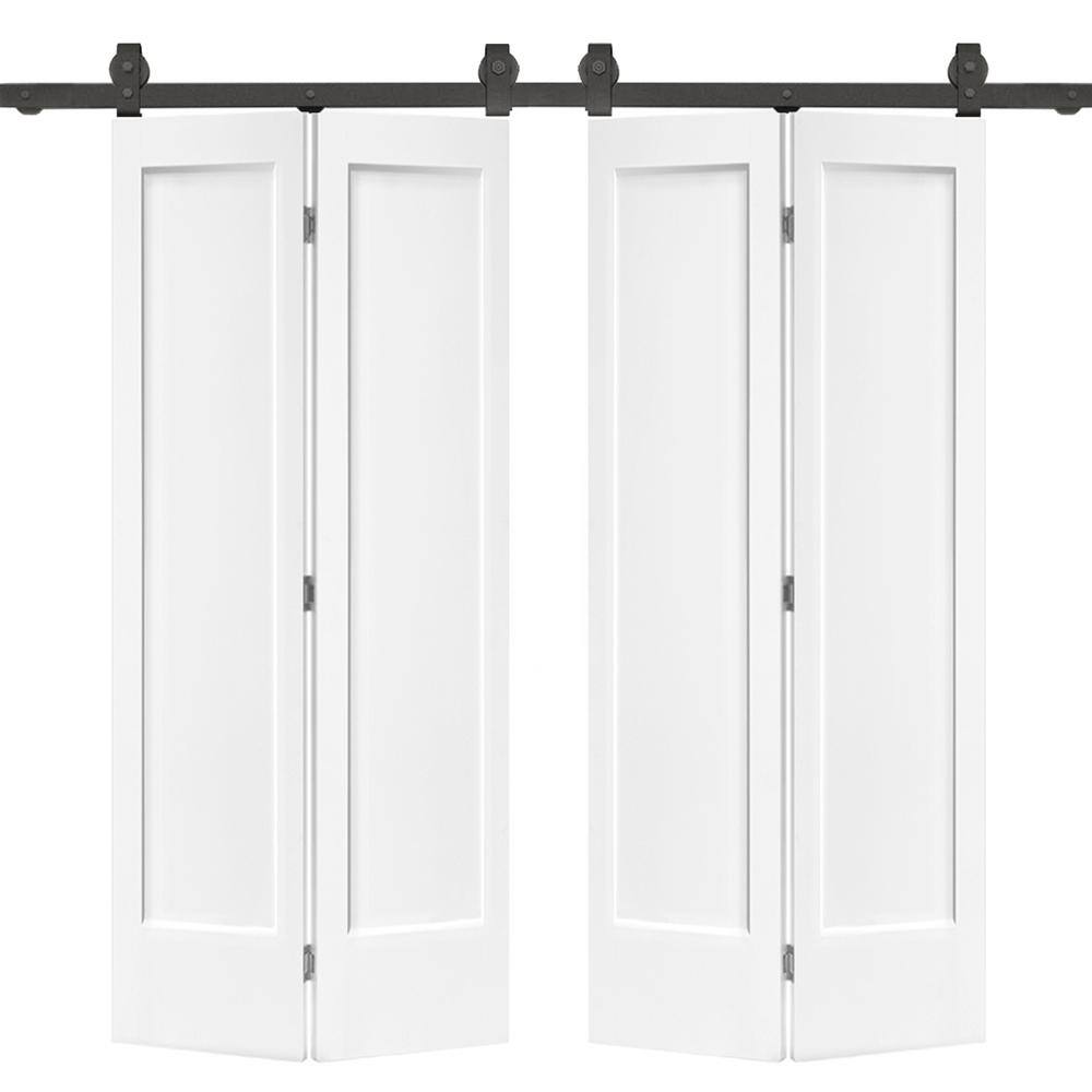 CALHOME 60 in. x 80 in. 1 Panel Shaker White Painted MDF Composite ...