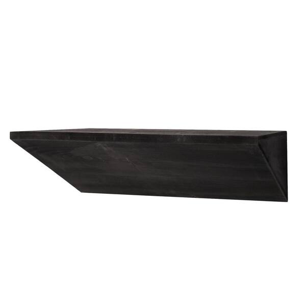 American Art Decor Small Rustic Wedge Wood Decorative Floating Wall Mounted Shelf Black 23.75 in. L x 5 in. H x 8 in. D