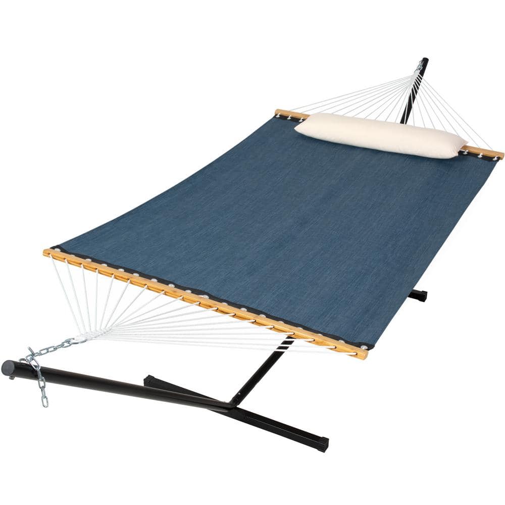 Atesun 55.1 in. x 78.7 in. Quick Dry Fabric Hammock and 12 ft. Steel ...
