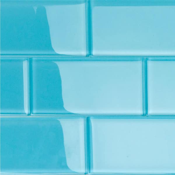 Ivy Hill Tile Contempo Turquoise 3 In, Turquoise Glass Tile Bathroom