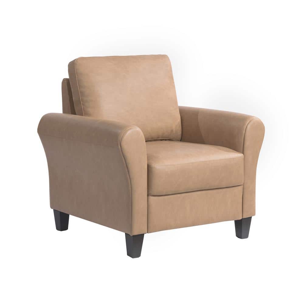 Brown Faux Leather Lawson Accent Chair with Tapered Legs