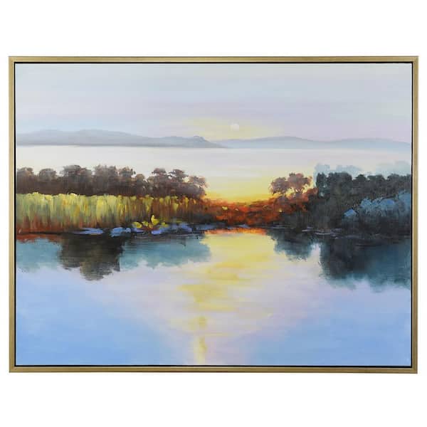 Sunrise Over the Horizon 1-Piece Framed City Architecture Art Print 38 in. x 50 in.