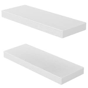 15 in. W x 6.7 in. D White Wood Decorative Wall Shelf (Set of 2)