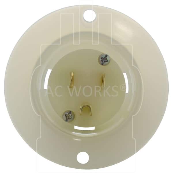 AC WORKS 15A 125 Volt NEMA 5-15P Flanged Power Input Inlet