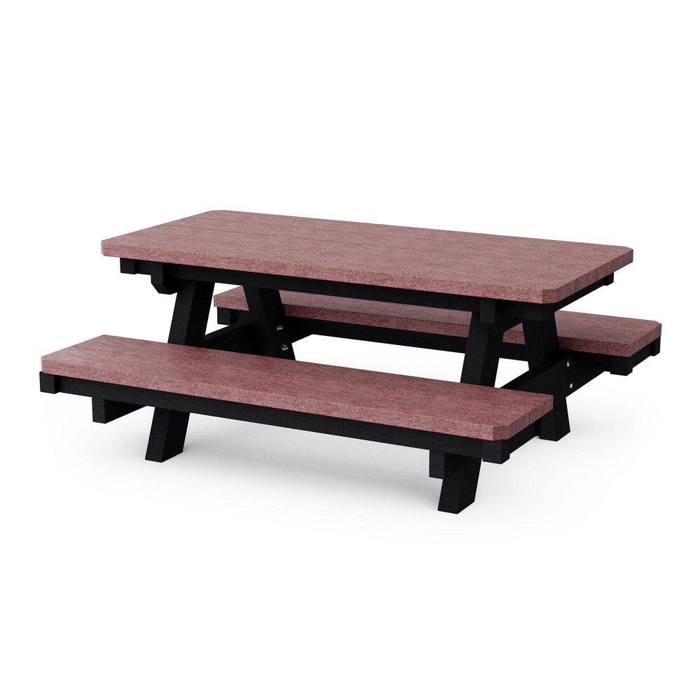 Heritage 48 in. Cherrywood and Black Rectangle HDPE Plastic Child's Picnic Table Seats 6 KIds price history on PriceWatchPro