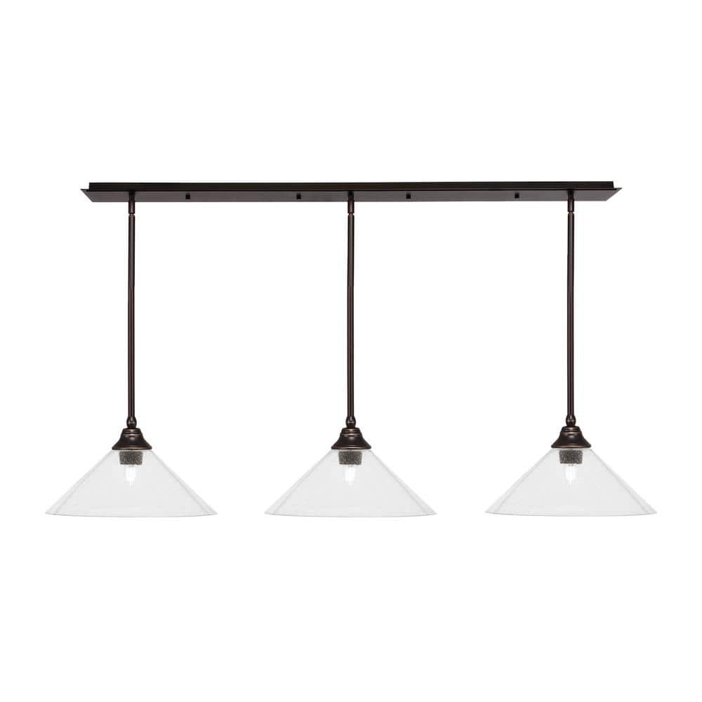 Livingston 100-Watt 3-Light Dark Granite Chandelier with 16 in. Clear Bubbl