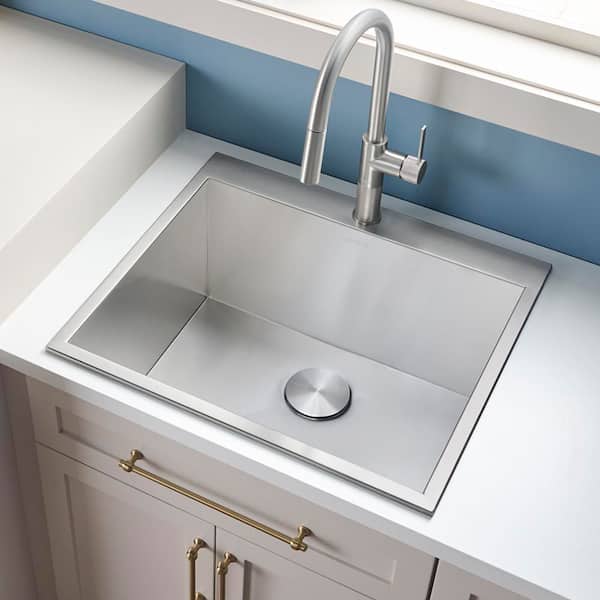 Forma 22 in. Drop-in Topmount Single Bowl 16-Gauge Stainless Steel Laundry Utility Sink with 1 Hole