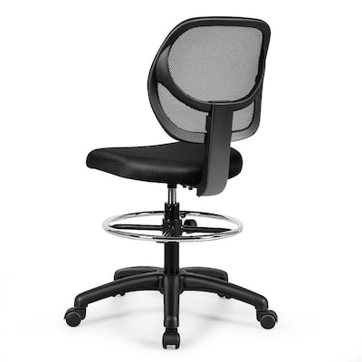 Adjustable Armless Black Mesh Seat Drafting Office Chair