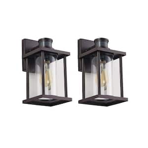 1-Light Bronze Wall Sconce with Human Infrared Sensor (2-Pack)