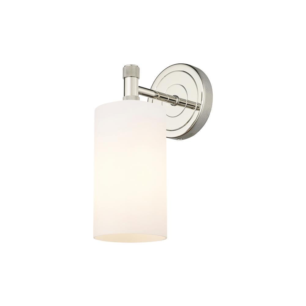 Crown Point 3.88 in. 1-Light Polished Nickel Wall Sconce with Glass Shade price history on PriceWatchPro