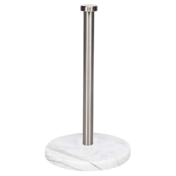 Standing Paper Towel Holder for Bathroom Kitchen Countertop Sized Roll Paper with Marble Base in Brushed Nickel