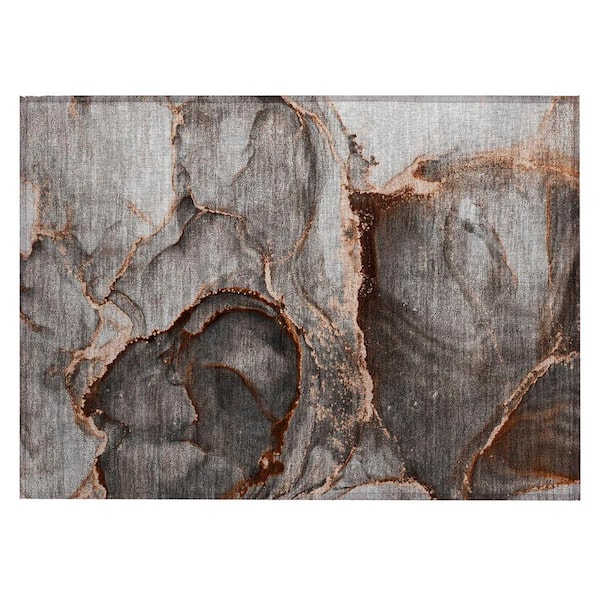 Peach 2 ft. x 3 ft. Woven Abstract Polyester Rectangle Indoor/Outdoor Area Rug