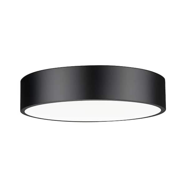 Coronado 20 in. Matte Black Integrated LED 1 Light Flush Mount with Frosted Plastic Shade