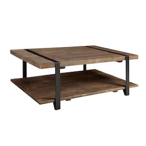 Modesto 48 in. Rustic/Natural Rectangle Wood Top Coffee Table with Shelf