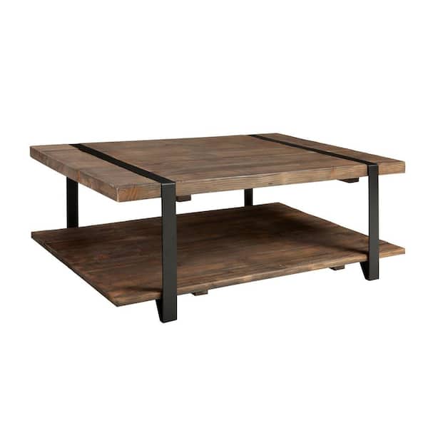 Alaterre Furniture Modesto 48 in. Rustic/Natural Rectangle Wood Top Coffee Table with Shelf