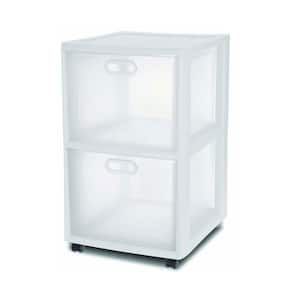 Ultra 26.25 in. H x 16 in. W x 18 in. D 2 Drawer Portable Rolling Storage Cart White (4-Pack)