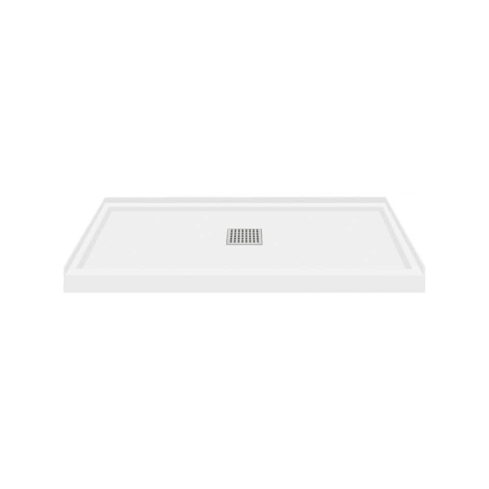 Transolid 48" x 36" White Linear Shower Base with Center Drain