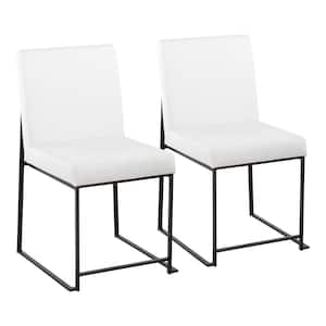 Fuji White Faux Leather and Black Steel High Back Dining Side Chair (Set of 2)