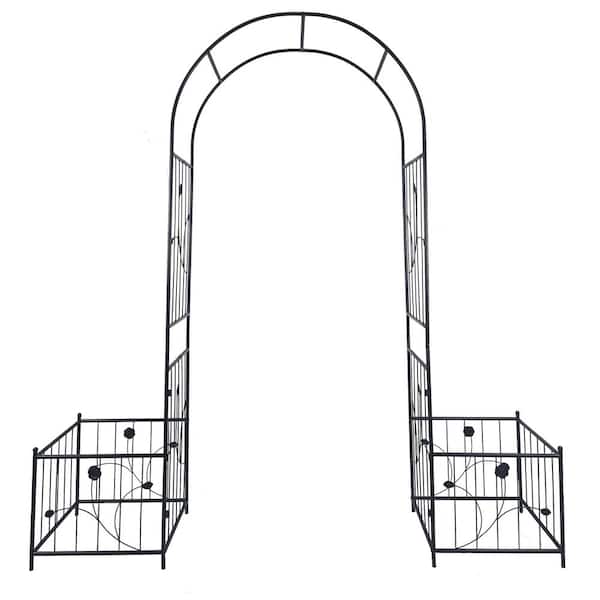 86.6 in. Black Anti-rust Iron Arch Garden Trellis for Climbing Plants，Metal Galvanized Tube