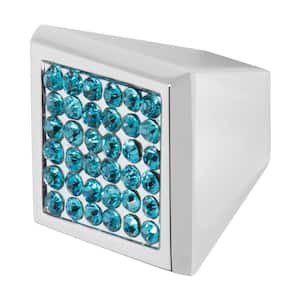 Marilyn 1 in. Chrome with Aqua Blue Crystal Cabinet Knob