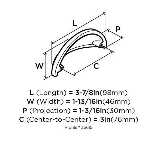 Satin Nickel 3-Inch Center to Center Cup Pull