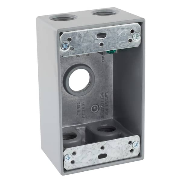 Photo 1 of 1/2 in. Gray 1-Gang 5-Holes Weatherproof Box