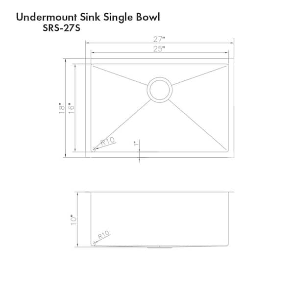 27 in. Meribel Undermount Single Bowl Satin Stainless Steel Kitchen Sink with Bottom Grid