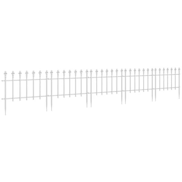 5 Pack 9.2 in. x 17.25 in. Outsunny Metal Decorative Garden Fence, Steel Fence Panels, Decorative Border Fence, White