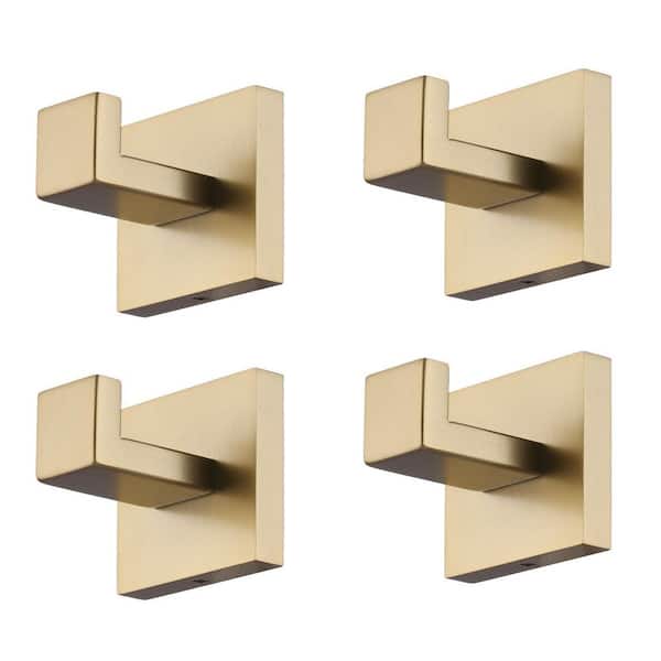 AVITAS Stainless Steel Wall-Mounted J-Hook Bathroom Robe/Towel Hook in Brushed Gold (4-Pack)