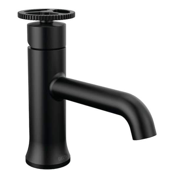 Delta Trinsic Single Handle Single Hole Bathroom Faucet with Metal Pop-Up Assembly in Matte Black