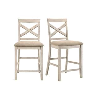 New Classic Furniture Somerset Vintage White Counter Side Chair with Fabric Seat (Set of 2)