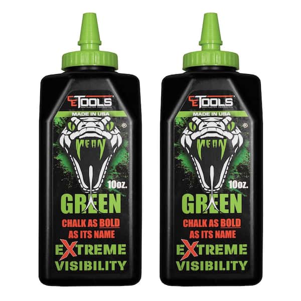CE TOOLS Chalk Reel 10oz. Mean Green Premium Hydrophobic Water Repellent Marking Chalk 2pk