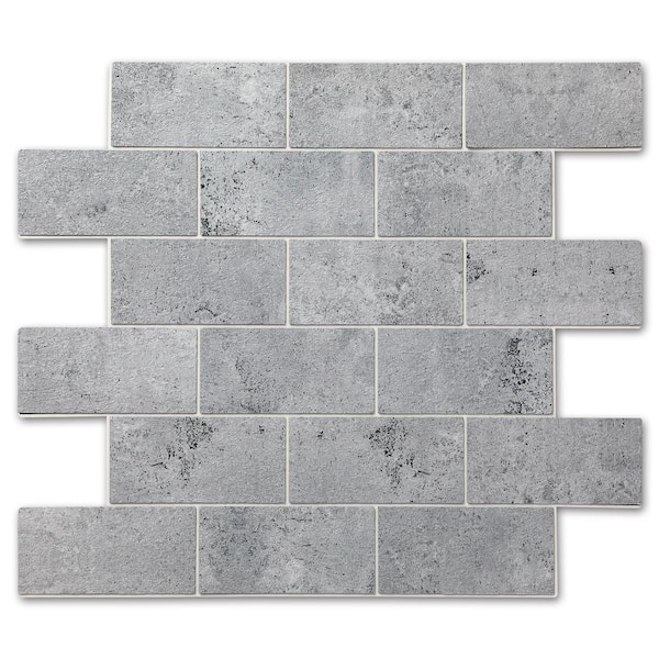 Yipscazo Subway Collection Concrete Grey 12 in. x 12 in. PVC Peel and Stick Tile (5 sq. ft./5-Sheets)