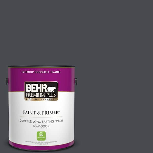 BEHR PREMIUM PLUS 1 gal. Home Decorators Collection #HDC-CL-24 Black Ribbon Eggshell Enamel Low Odor Interior Paint & Primer