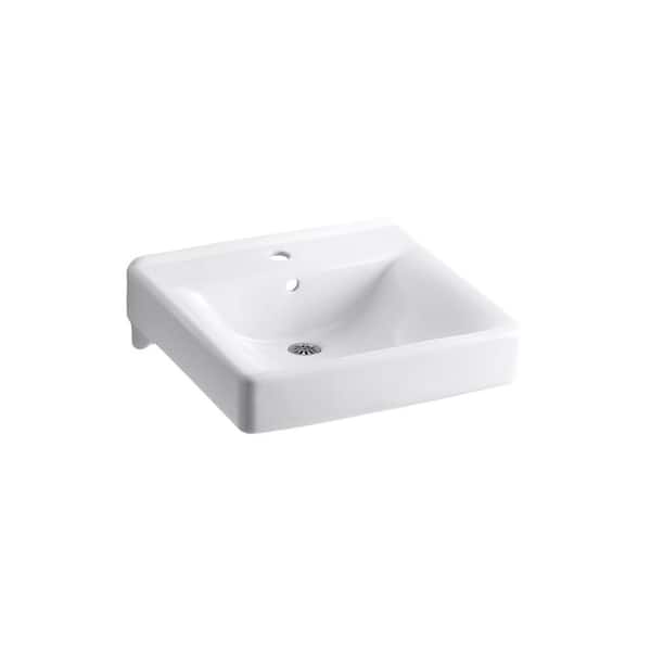 KOHLER Soho Wall-Mount Vitreous China Bathroom Sink in White with Overflow Drain