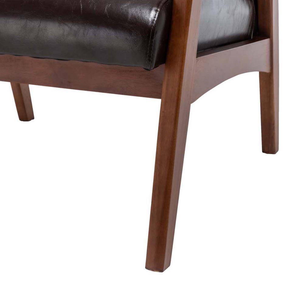 Espresso Faux Leather Accent Chair with Button-Tufted Backrest
