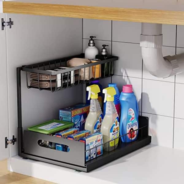 Lavish Home 83-150 Pedestal Organizer - Compact Under The Sink Rack with 2 Stora