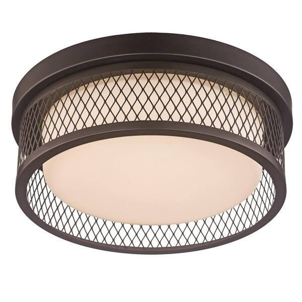 Bel Air Lighting 12 in. 20-Watt Equivalent Rubbed Oil Bronze Integrated LED Flush Mount Ceiling Light with Metal Shade