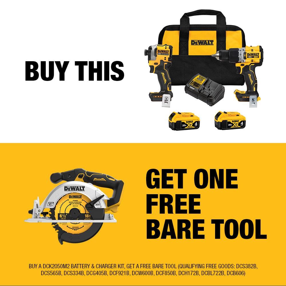 DEWALT 20V MAX XR Hammer Drill and ATOMIC Impact Driver Cordless Combo Kit (2-Tool) and 6-1/2 in. Circ Saw w/(2) 4Ah Batteries -  DCK2050M2WCS565